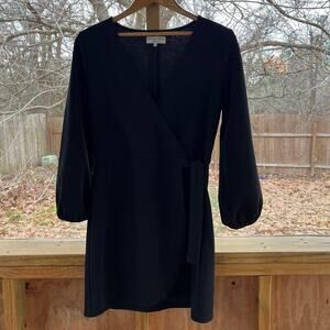 Madewell Texture & Thread Black Side Tie Wrap Style Dress Size M